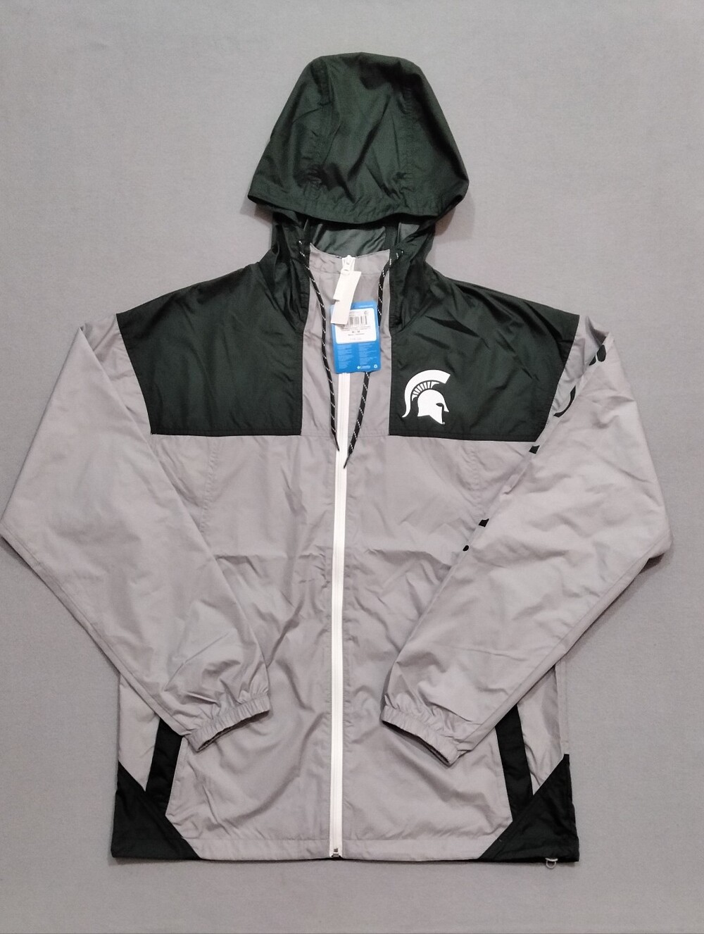 Columbia Michigan State Spartans Flash Challenger 2 Windbreaker Green Gray Large
